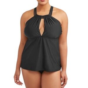 Time and Tru Black Strappy High Neck Tankini Swim Top Women's Plus Size 3X NWT